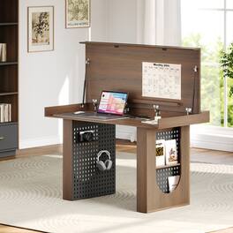 ModernMate - 55" Computer Desk with Hidden Storage, 2-in-1 Desk & Dining Table for Home Office, Gaming Desk, Study Desk - Black Walnut