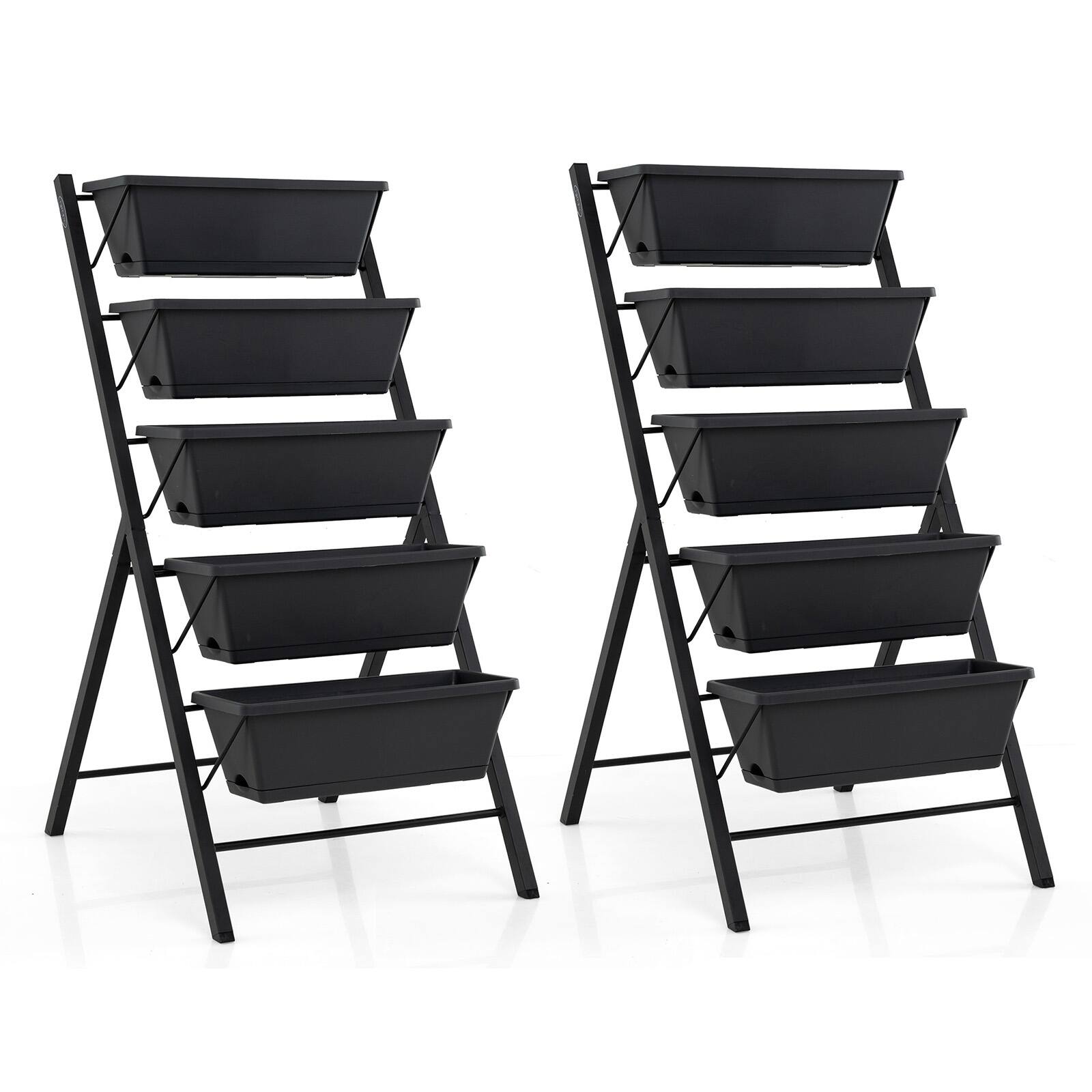 Costway - 2 PCS 5-Tier Vertical Raised Garden Bed with Drainage Holes, Removable Tray for Yard - Black price history on PriceWatchPro