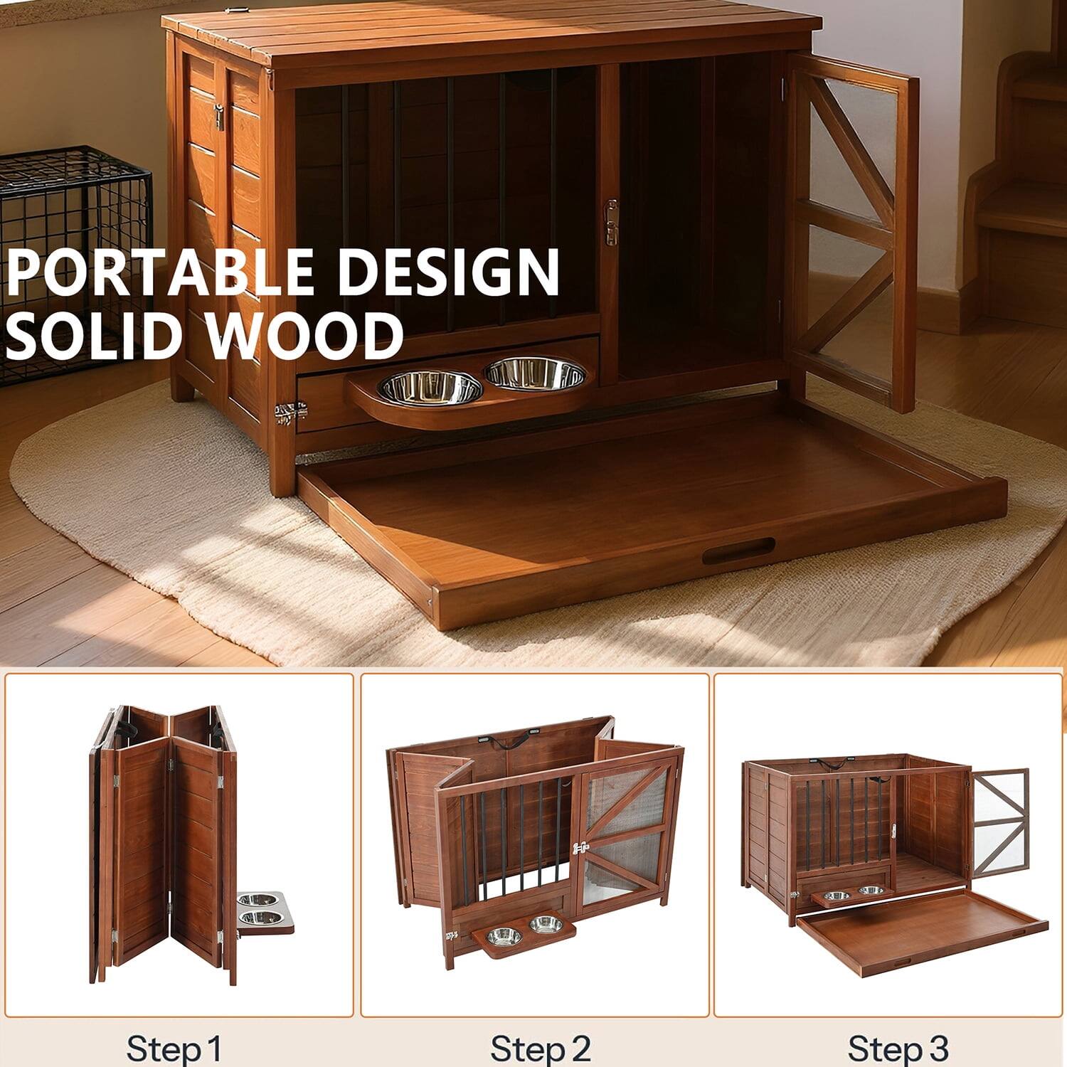 PORTABLE DESIGN  
SOLID WOOD  

Step 1  
Step 2  
Step 3