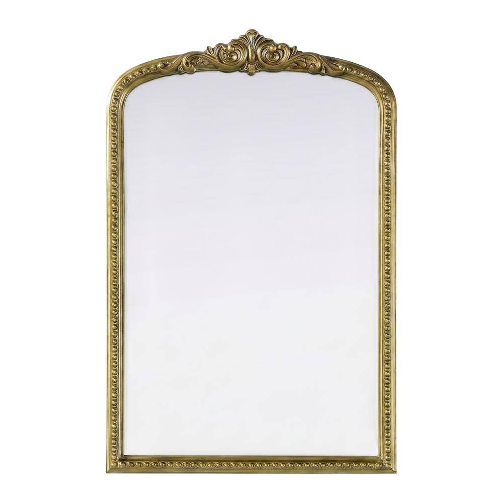 Front. Elegant Decor - Naomi Vintage Resin Mirror 22x36 in Antique Brass - Antique Brass.