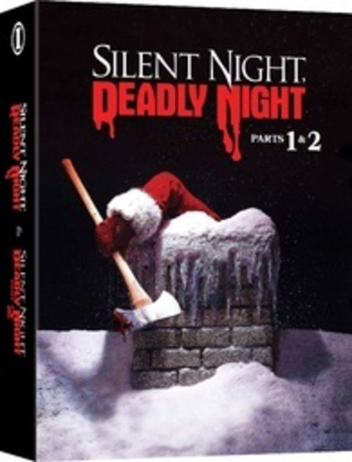 Front. Silent Night Deadly Night: Parts 1 & 2 - Limited Boxset with All-Region UHD, Blu-Ray & NTSC VHS Tape - 4K Blu-Ray.