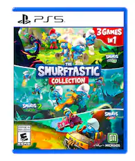PS5 3 GAMES IN 1: The SmurfTASTIC Collection - Smurfs 1 & 2, Green Stone, Smurfs Kart. For everyone 10+. ESRB Rating: E. Developed by Microïds.