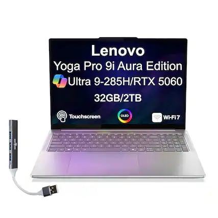 Lenovo Yoga Pro 9i Aura Edition
Ultra 9-285H/RTX 5060
32GB/2TB
Touchscreen OLED Wi-Fi7