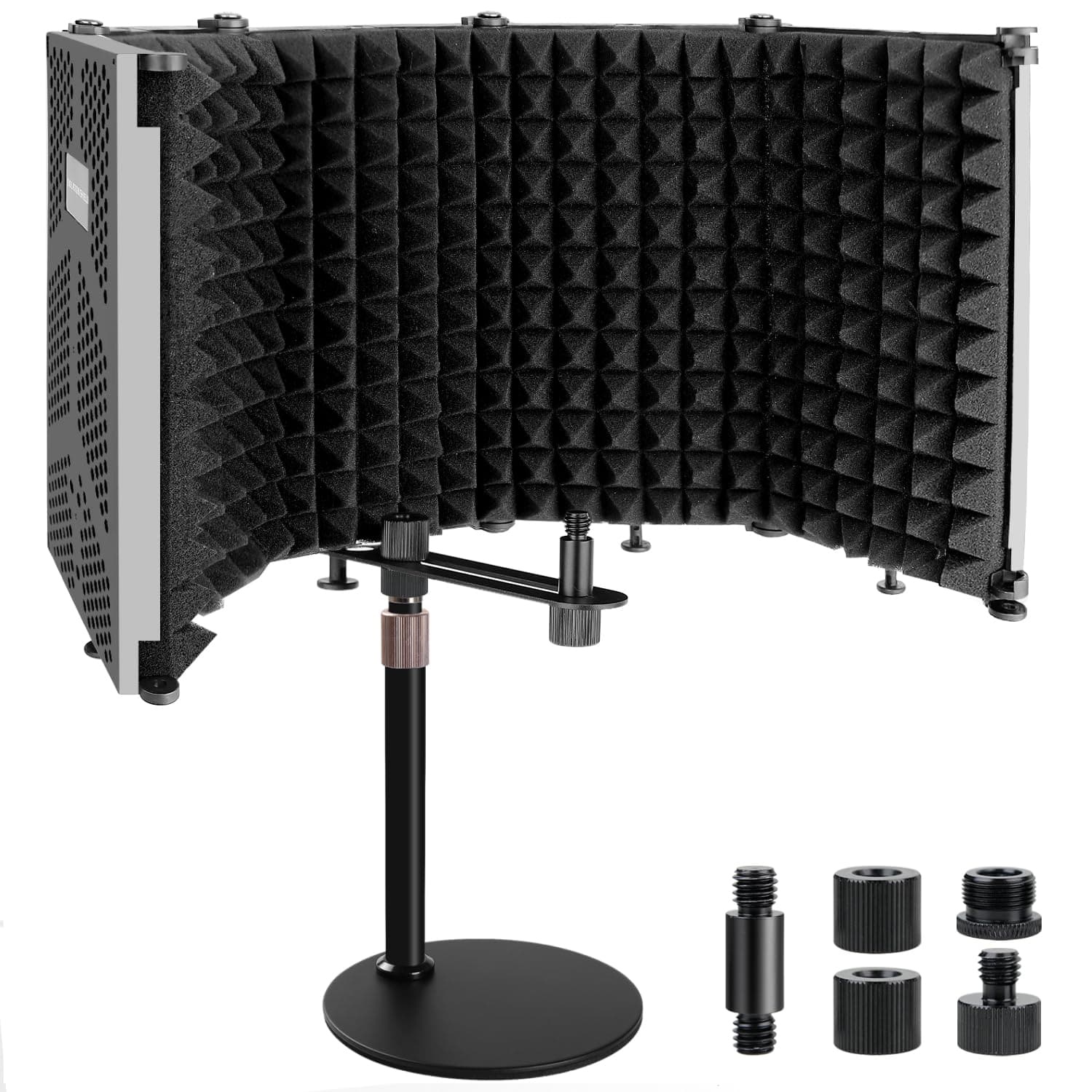 Fabibe - Microphone Isolation Shield 3 Panels Sound Proof Mic With Stand And Pop Filter High Density Absorbent Foam For Recording
