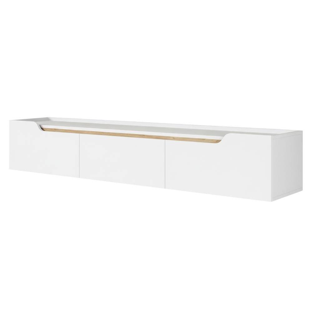 Alt View 3. FurniFact - White Wall-Mounted TV Stand, Up to 80 Inch Screens, Engineered Wood Finish - White.