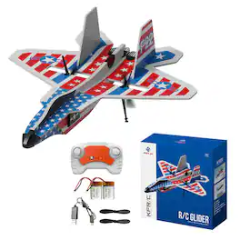 Topteng - KF804 2.4G RC Glider–Built-in Gyro,Dual Batteries,15 Min Flight,Cool LED Lights, Crash-Resistant Foam, Fit for Beginners - Red