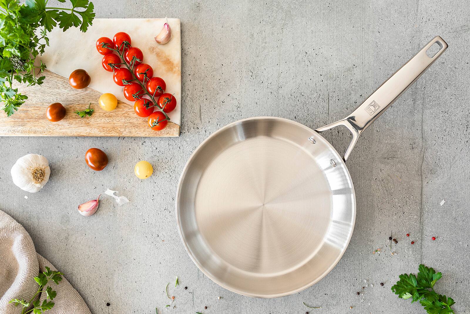 Alt View 5. BRA Cookware - Signature Stainless Steel Professional Frypan, 11-Inch - Silver.