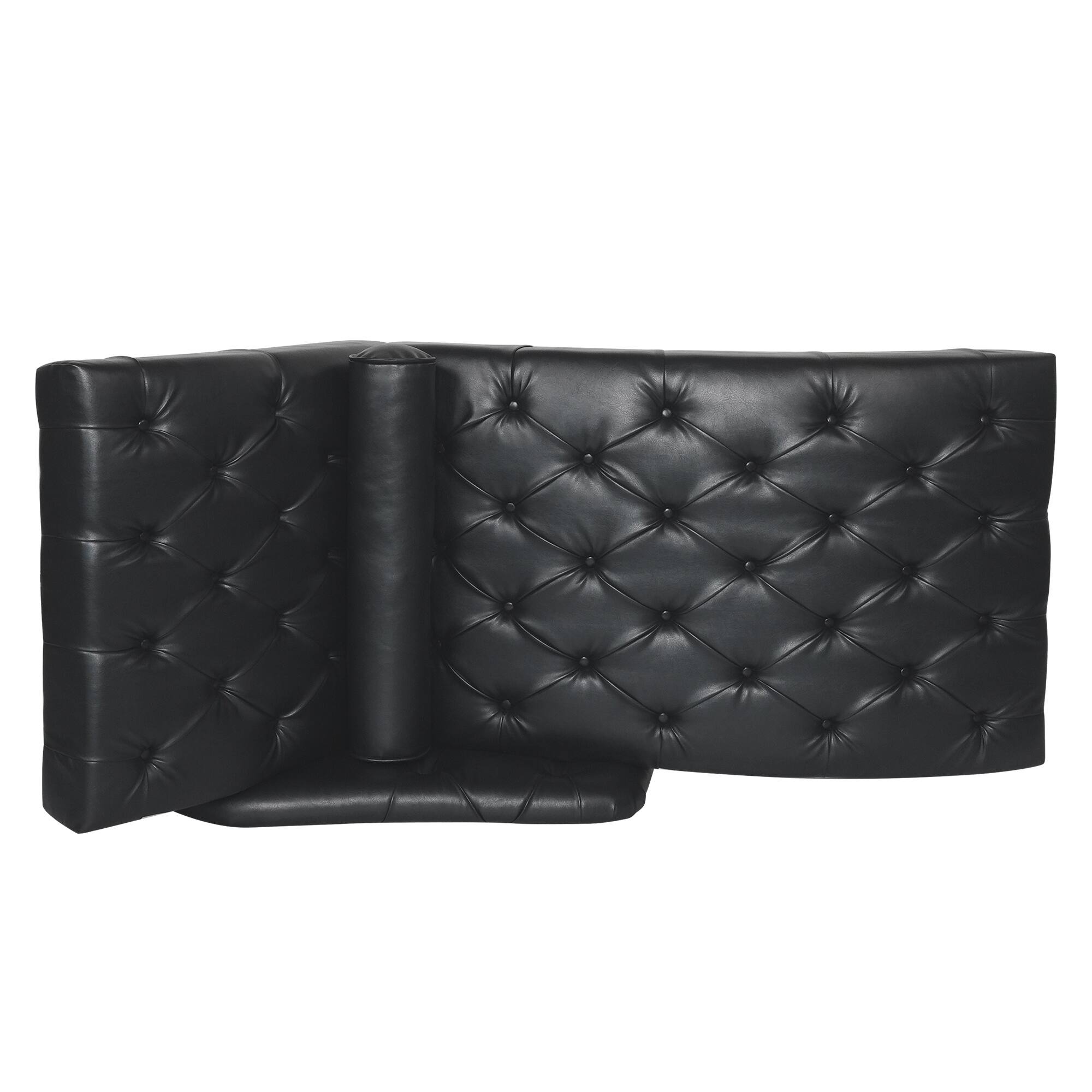 Alt View 1. Boyel Living - Mid-Century Modern Faux Leather Tufted Chaise Lounge with Pillow - Black.
