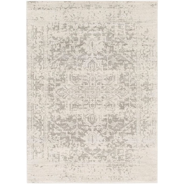 Hivvago - 3' x 5' Distressed Oriental Area Rug - Light Grey / Beige