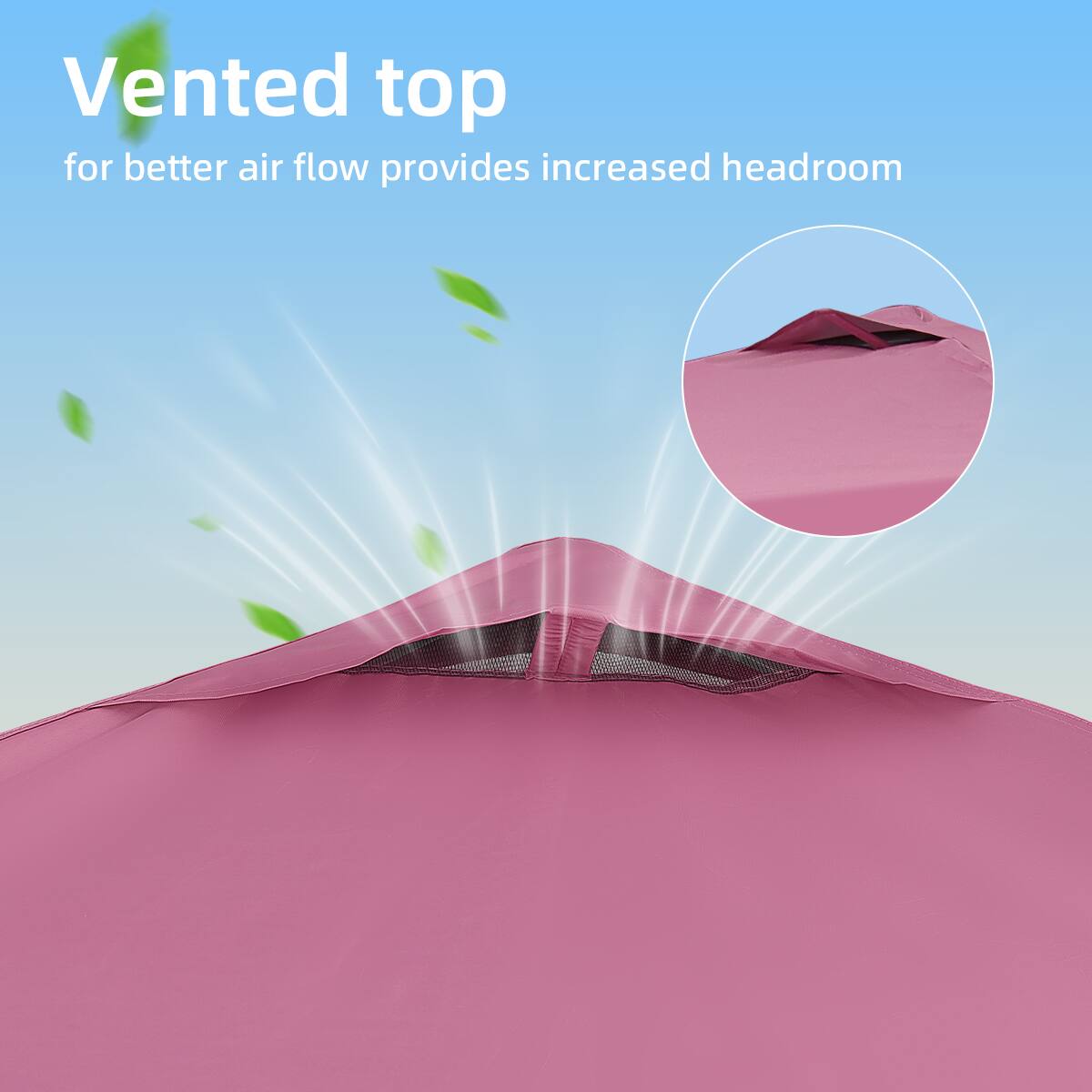 Vented top for better air flow provides increased headroom