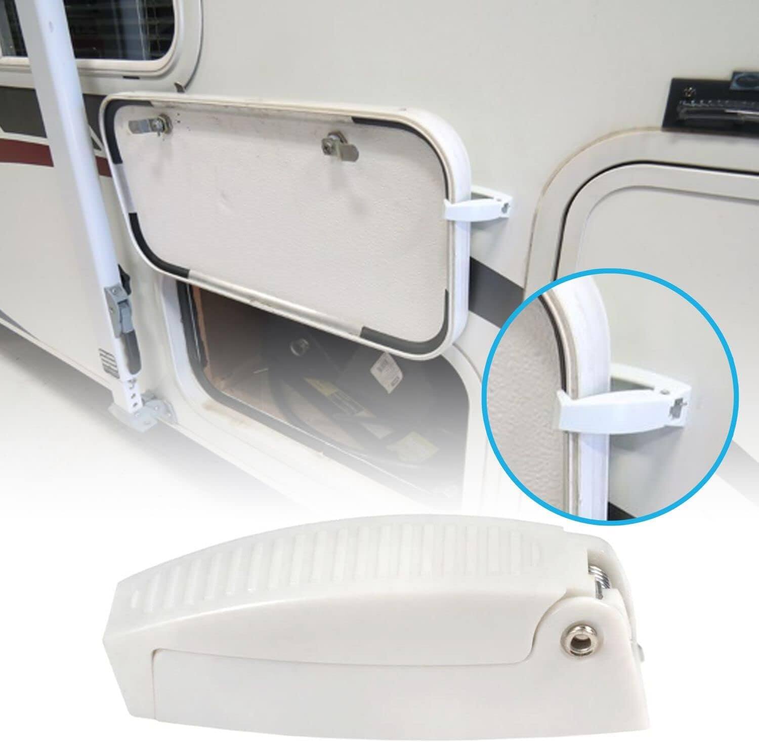 Alt View 1. HQRP - RV Baggage Door Catch Latch Hook Holder Clip - Spring-Loaded Plastic Storage Compartment Retainer - White.