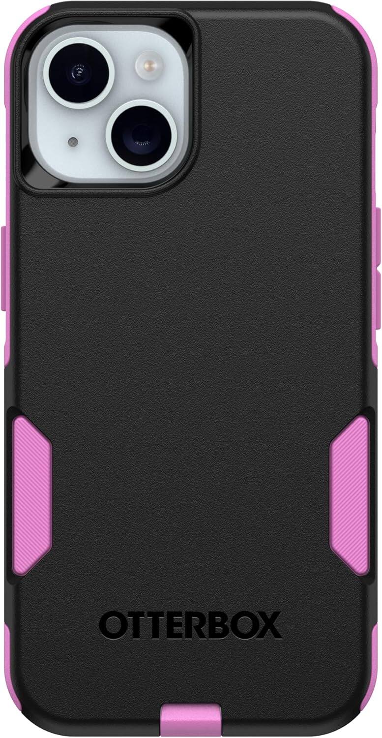 Left. OtterBox - OtterBox - Commuter Series Hard Shell Case for Apple iPhone 16e, Apple iPhone 15, Apple iPhone 14, & Apple iPhone 13 - Midnight Mauve (Black & Pink).