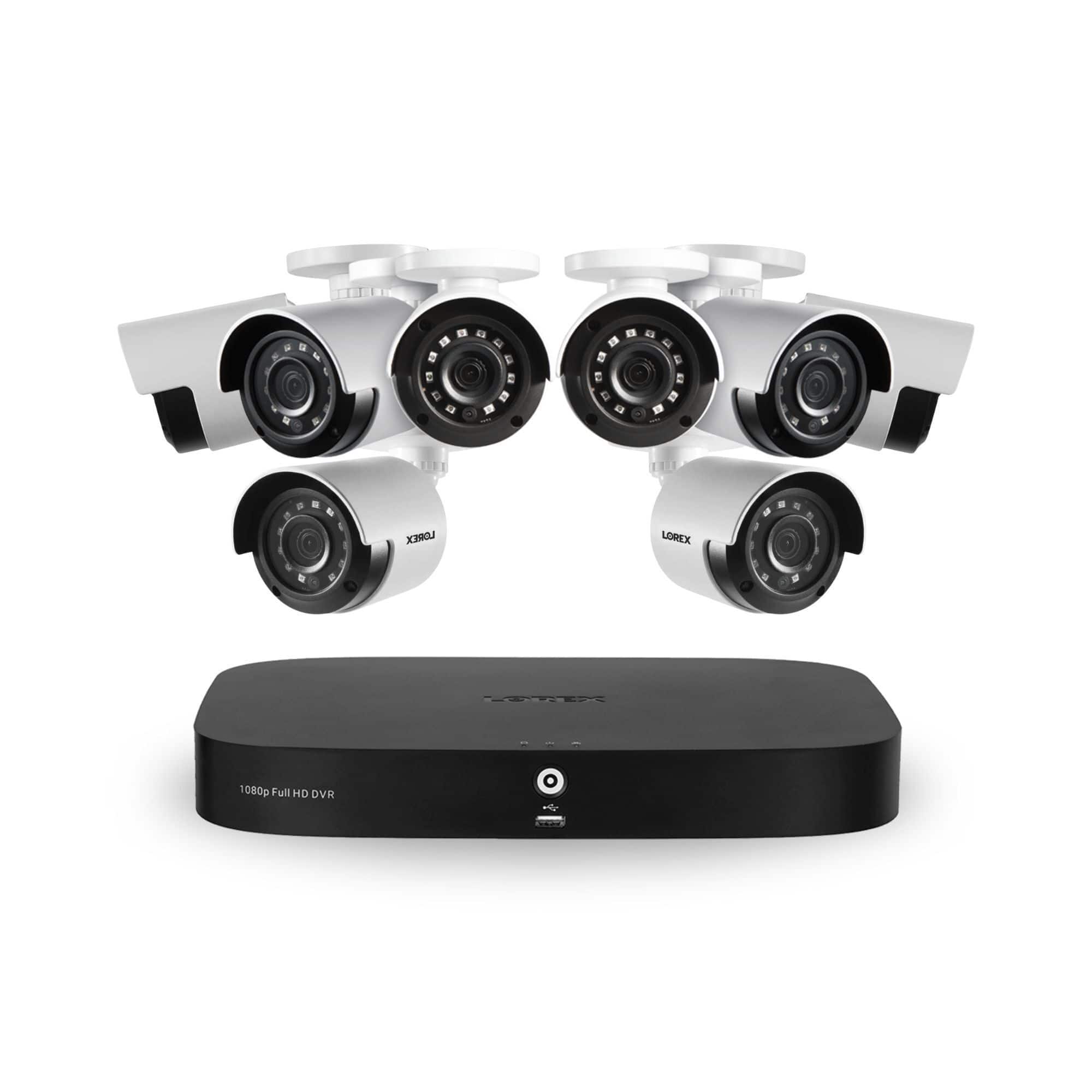Lorex - 1080p 8-Channel 1TB Wired DVR System with 6 Cameras - White