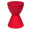 Front. LeisureMod - Boyd Modern Round Hourglass Accent Side Table, Drum Storage Table with Ribbed Base for Indoor/Outdoor - Red.