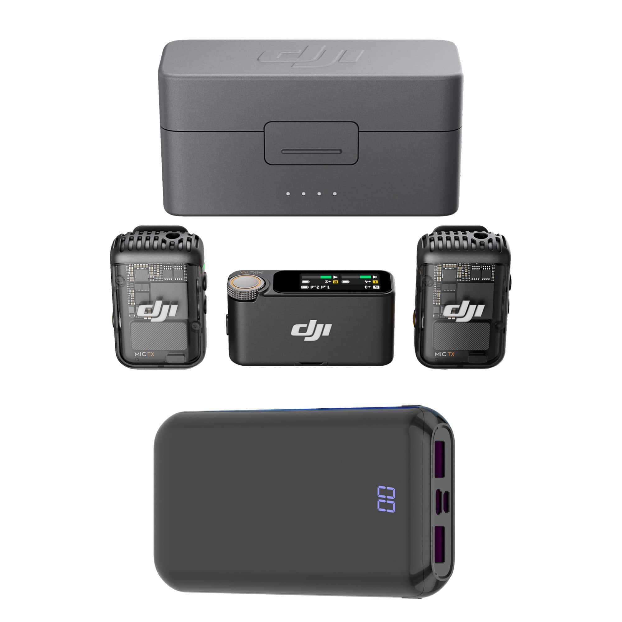 DJI - Mic 2 (2 TX + 1 RX + Charging Case) with wireless accessory bundle