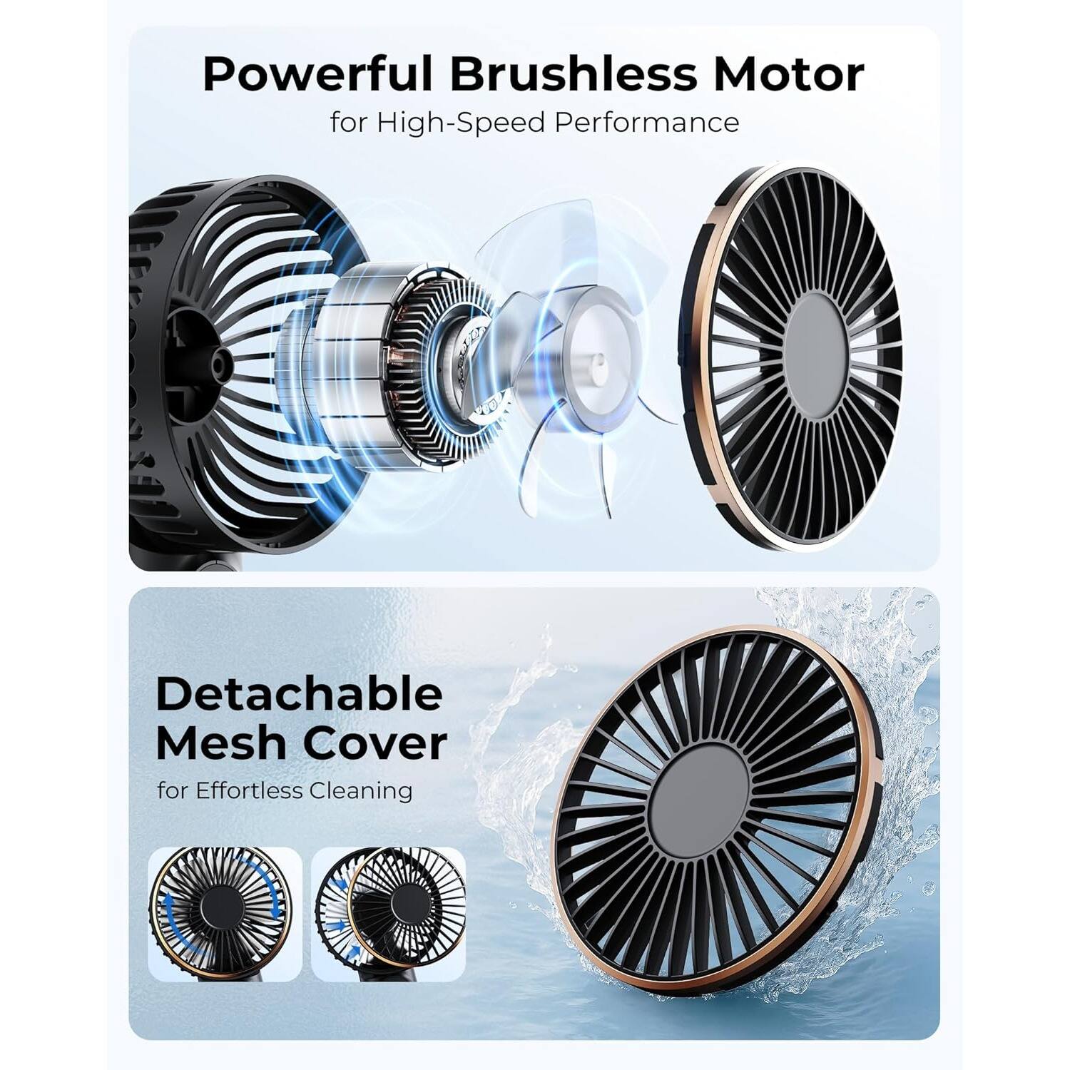 Powerful Brushless Motor  
for High-Speed Performance  

Detachable Mesh Cover  
for Effortless Cleaning