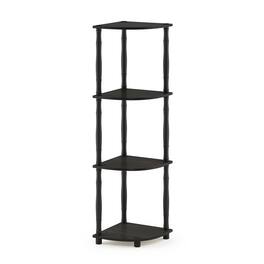 Furinno - Turn-N-Tube 4-Tier Corner Display Rack Multipurpose Shelving Unit with Classic Tubes, Espresso/Black - Espresso/Black Classic Tube