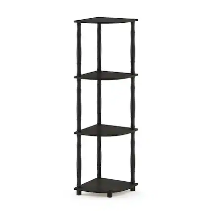 Front. Furinno - Turn-N-Tube 4-Tier Corner Display Rack Multipurpose Shelving Unit with Classic Tubes, Espresso/Black - Espresso/Black Classic Tube.