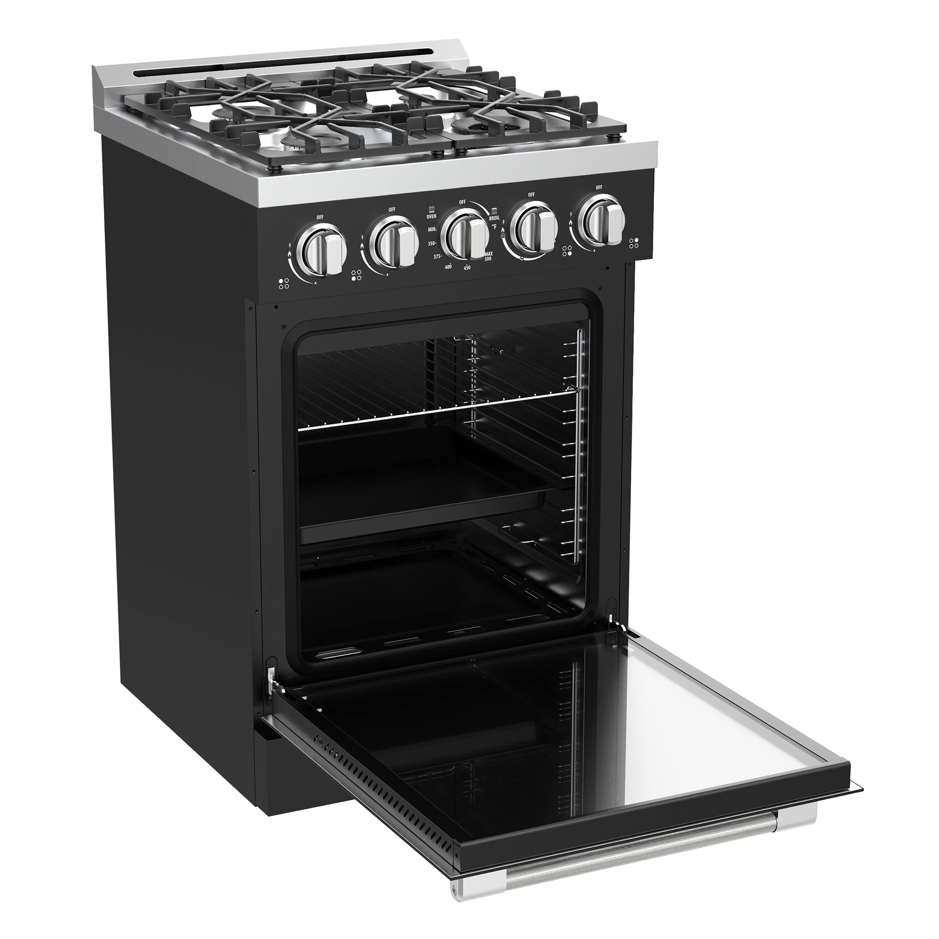 Alt View 5. Unique Appliances - Off-Grid 24 in. Wide 4 Burner 3.75 Cu. Ft. Freestanding LP Gas Range with Waist-High Broiler and Manual Clean - Black.