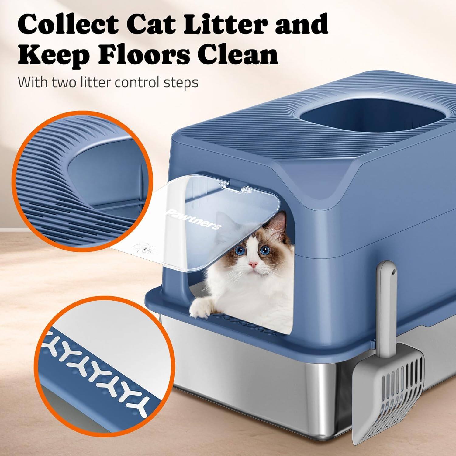 Collect Cat Litter and Keep Floors Clean
With two litter control steps
Pawtners