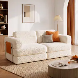 Pinmoco - 81.5'' Modular Sectional Sleeper Sofa Bed, Convertible L Shaped Couch with Pillows and Storage - Off-white
