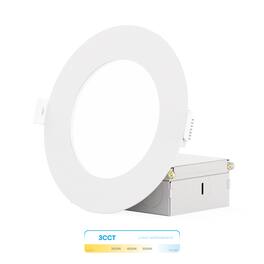 Infibrite - 4 In. Ultra-Thin Recessed LED Downlight 9W 750LM 3CCT Selectable Wet Rated, Triac Dimmable 6-Pack - White