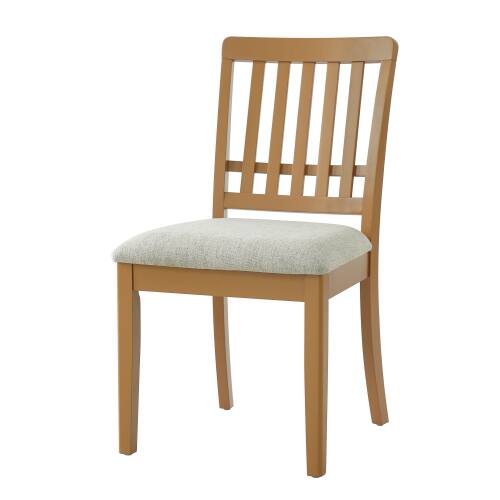 Alt View 3. LUCKY ONE - Assembled Scandinavian Dining Chair Set of 2 Curved Wood Back with Gray Fabric Seat - Light Brown.