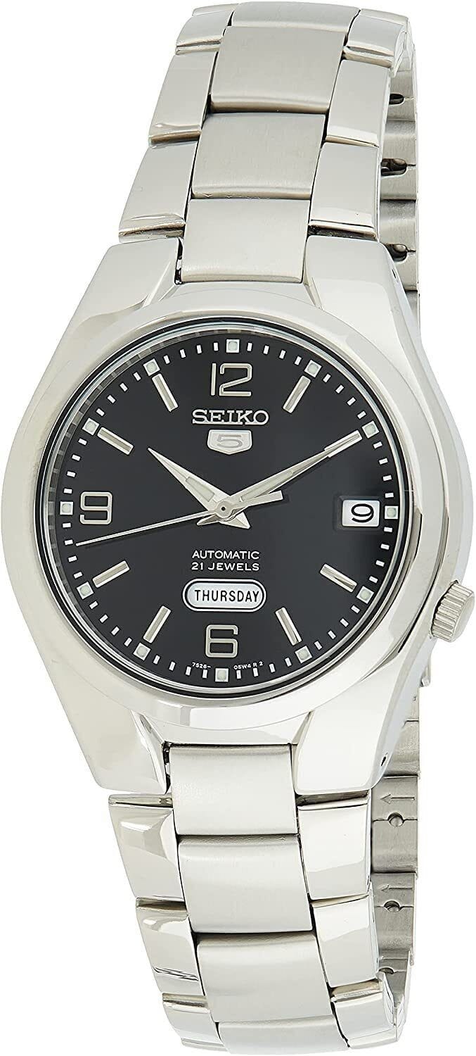 Seiko - 5 Automatic SNK623K1 Black Dial Stainless Steel Men's Watch 30M - Silver/Black