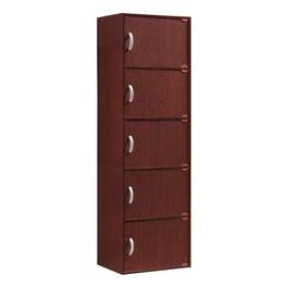 Hodedah - 5 Shelf Home and Office Enclosed Organization Storage Cabinet - Mahogany