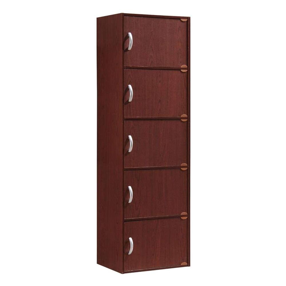 Front. Hodedah - Hodedah 5 Shelf Home and Office Enclosed Organization Storage Cabinet, Mahogany - Mahogany.