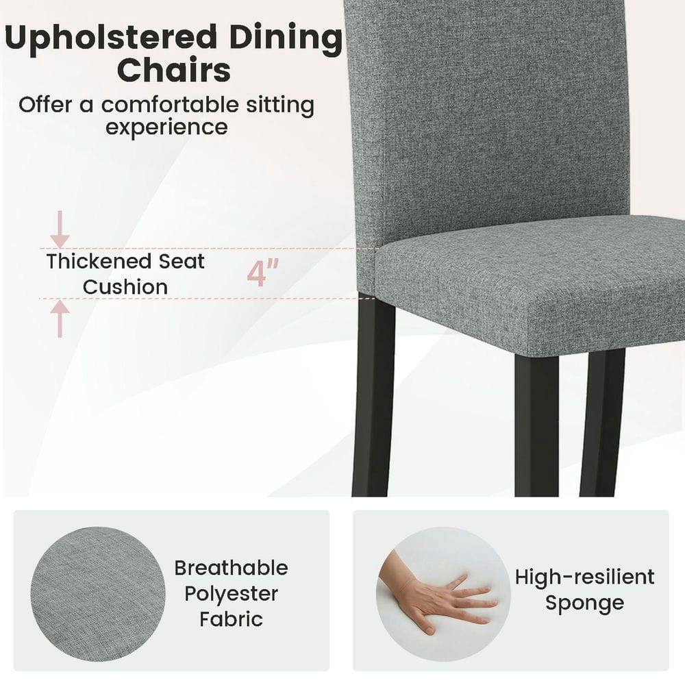 Upholstered Dining Chairs  
Offer a comfortable sitting experience  

- Thickened Seat Cushion 4"  
- Breathable Polyester Fabric  
- High-resilient Sponge