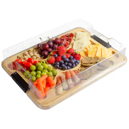 Front. Totally Bamboo - Flip, Serve & Store Charcuterie Board with Locking Lid.