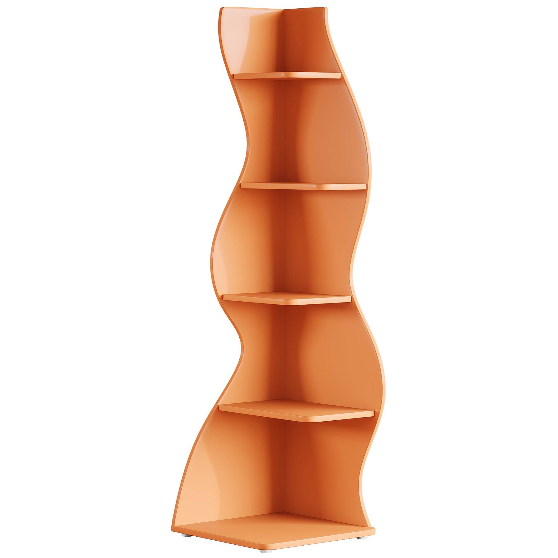 Alt View 1. Tribesigns - Corner Bookshelf with Space-Saving Design and Book and Decor Display for Living Room and Home Office - Orange.
