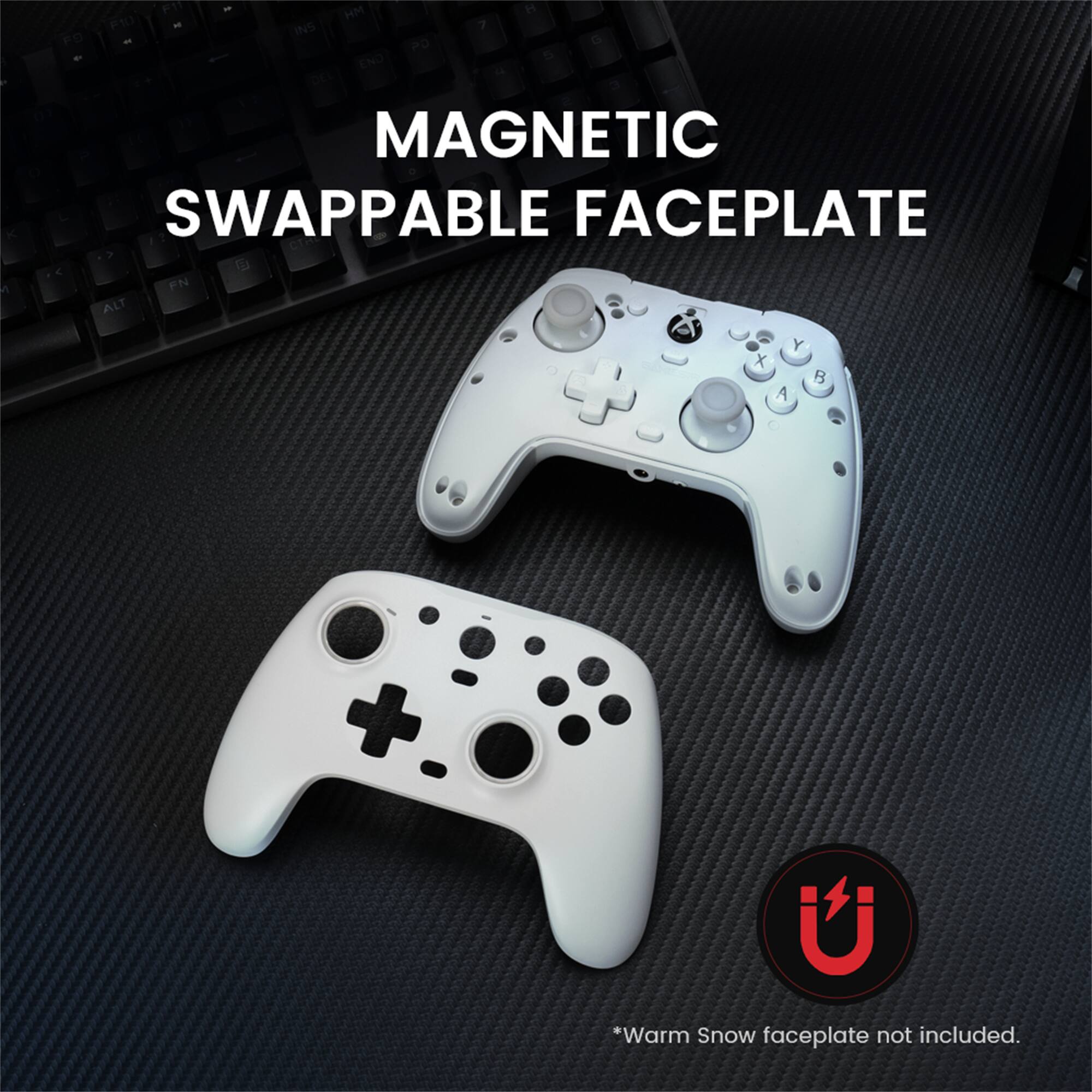 P1 - HM H P1O - INS 7 FB - PO 1 - END 5 L oe a d d a d MAGNETIC SWAPPABLE FACEPLATE > < a i FN ALT Y + Warm Snow faceplate not included.