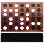Front. Swooc Games - Wall Mounted Giant 4 In A Row - 60% Quieter - Jumbo Size - Modern Design - Wall Games - Game Room Games - Basement Décor - Brown.