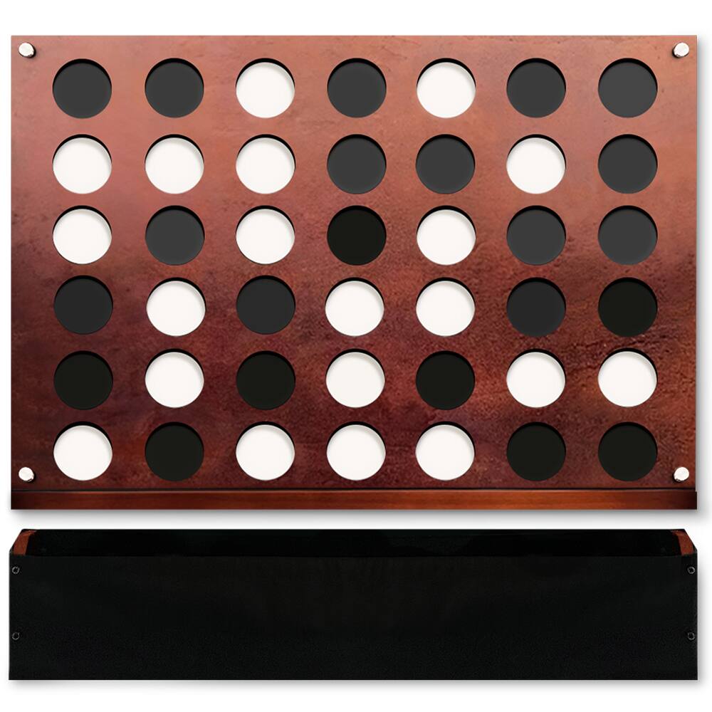 Front. Swooc Games - Wall Mounted Giant 4 In A Row - 60% Quieter - Jumbo Size - Modern Design - Wall Games - Game Room Games - Basement Décor - Brown.