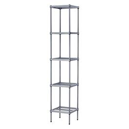 Design Ideas - MeshWorks 5 Tier Tower Metal Storage Shelving Unit Rack - Silver