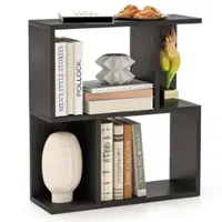 Costway 1 PCS 3-Tier Bookshelf Geometric Bookcase Side Table with Open Storage Display Shelf - Black - Front_Zoom