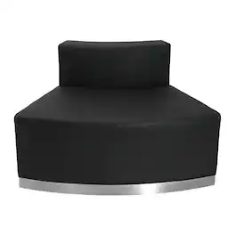 Emma + Oliver - Modular Reception Convex Chair with Brushed Stainless Steel Base - Black