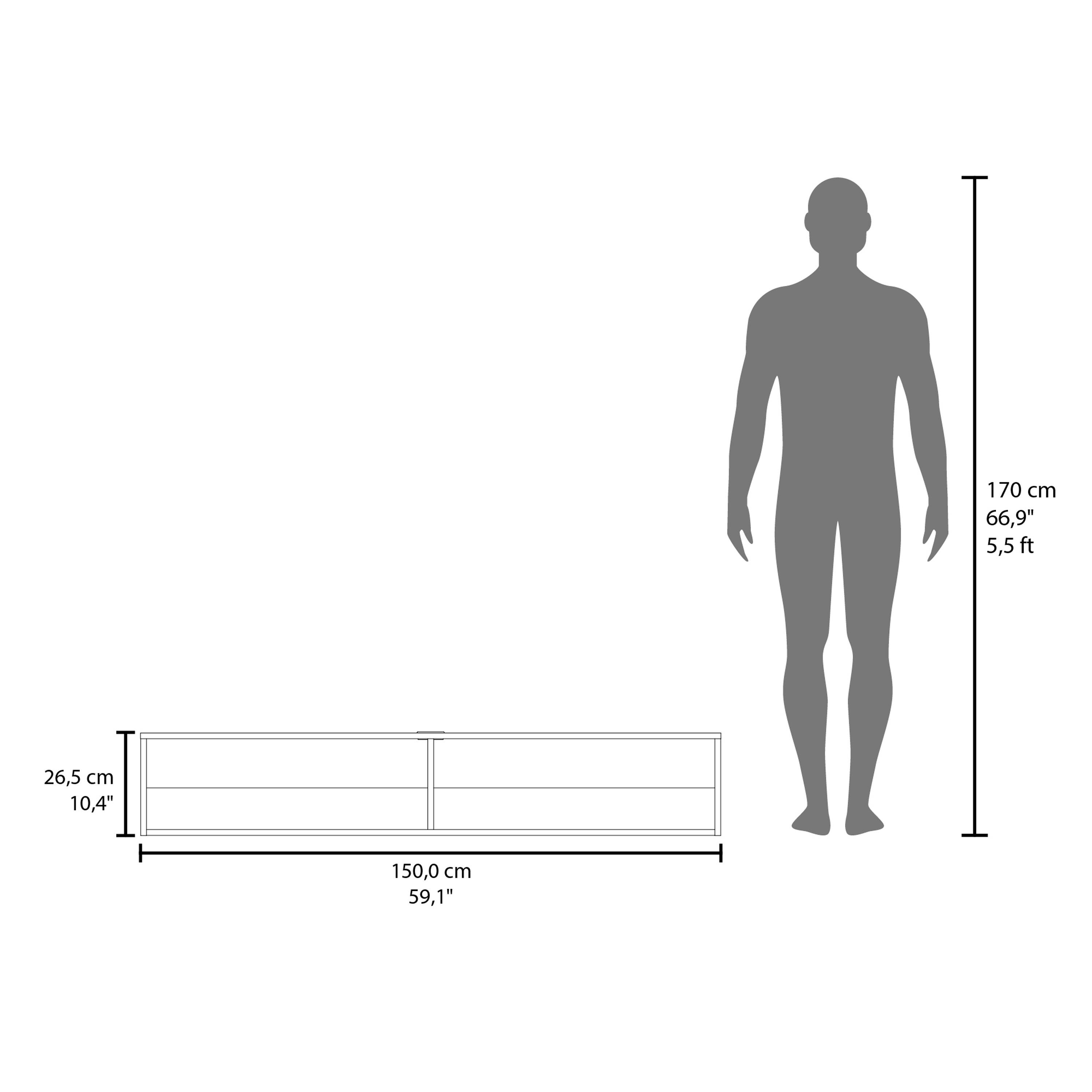170 cm  
66,9"  
5,5 ft  

26,5 cm  
10,4"  

150,0 cm  
59,1"