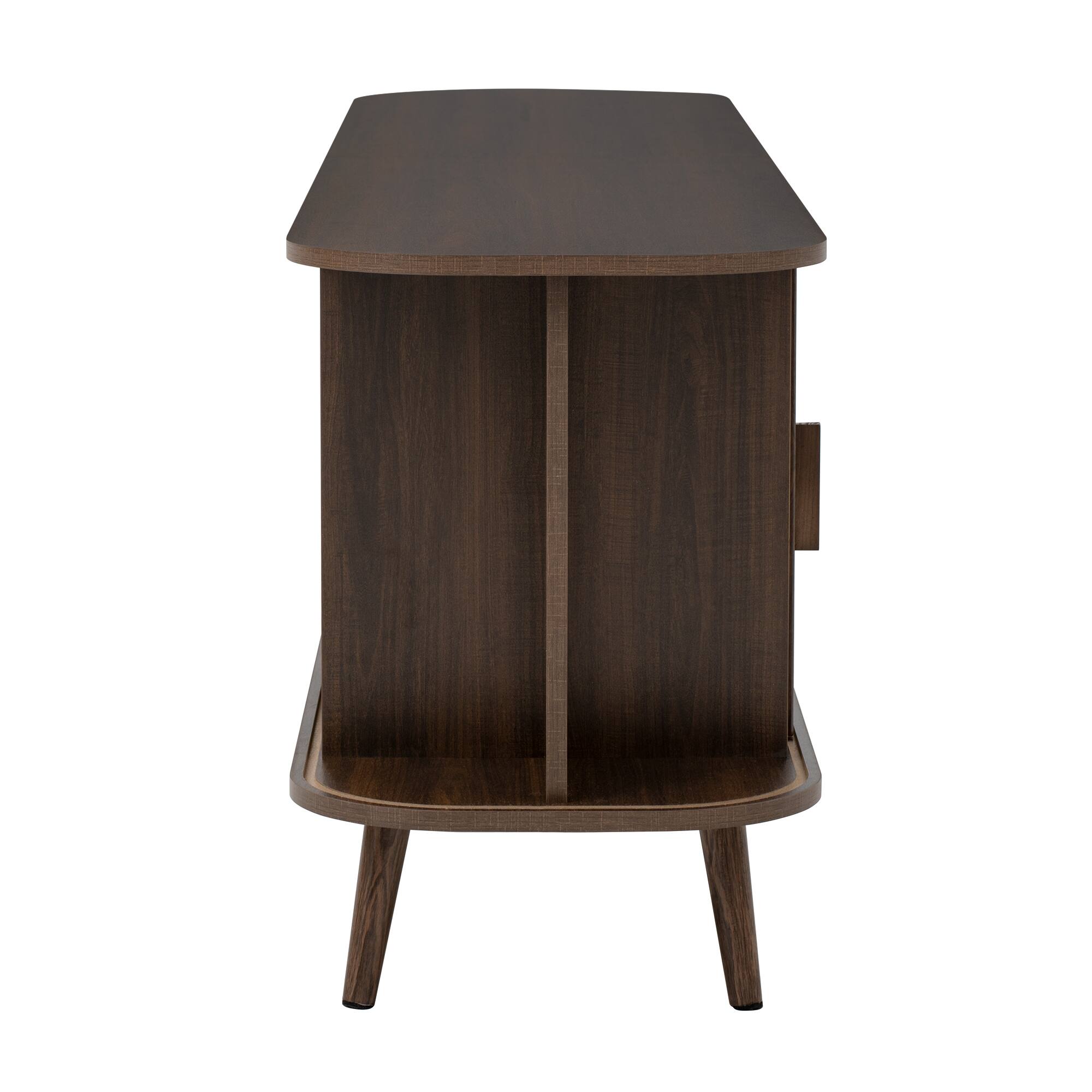 Alt View 2. Whisen - 70-Inch Modern TV Stand for TVs up to 80-Inch,Media Entertainment Console with Slatted Doors and Ample Storage - Dark Brown.