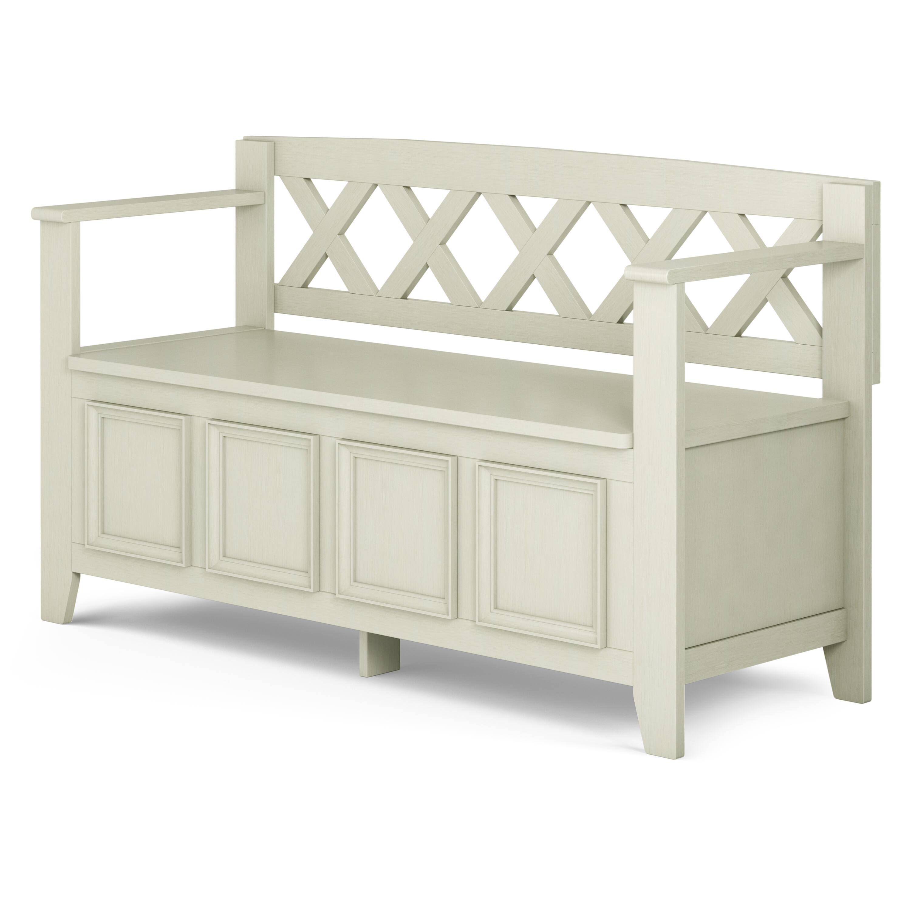 Angle. Simpli Home - Amherst Entryway Storage Bench - Antique White.