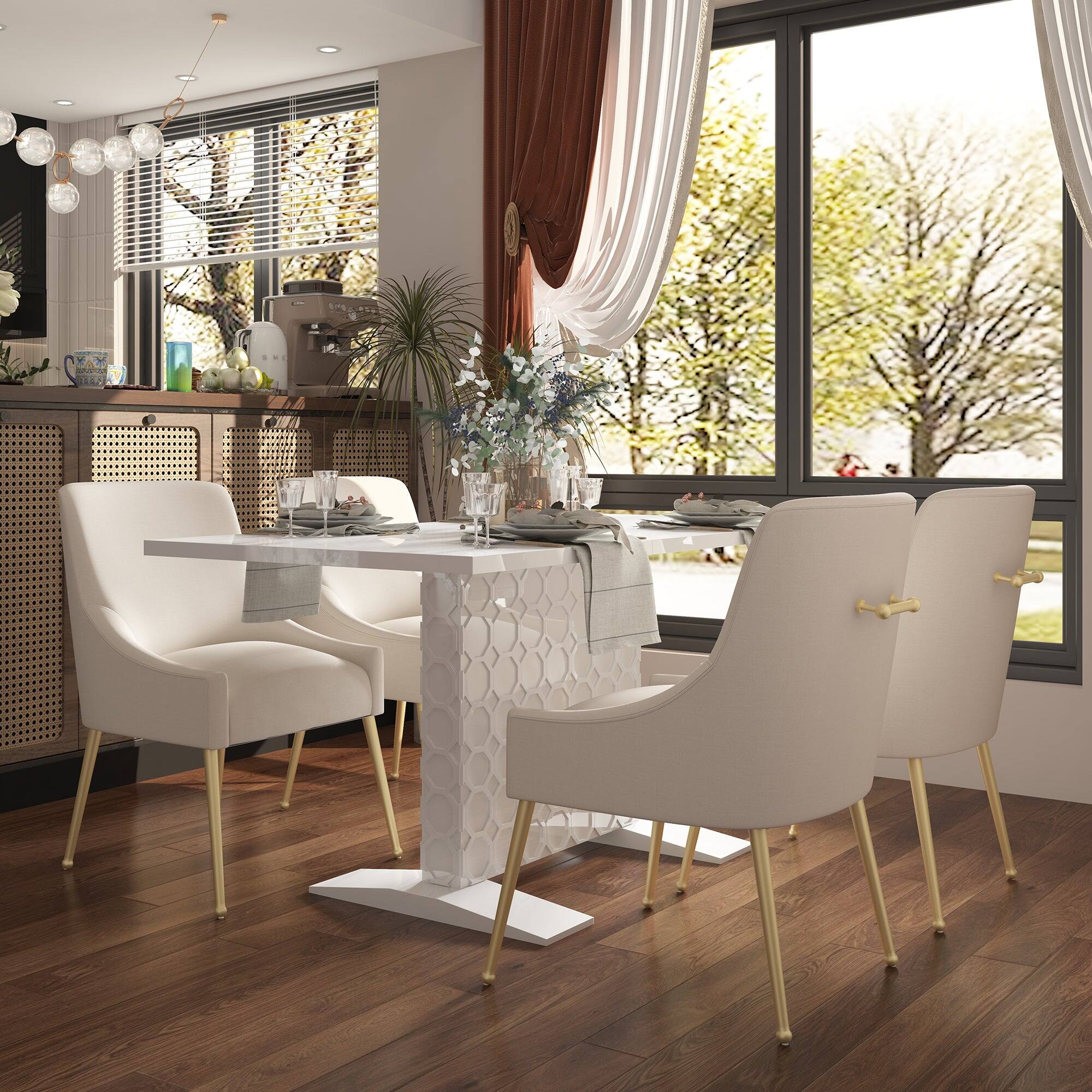 Alt View 2. Boyel Living - Glossy Wood Telescopic Dining Table - White.
