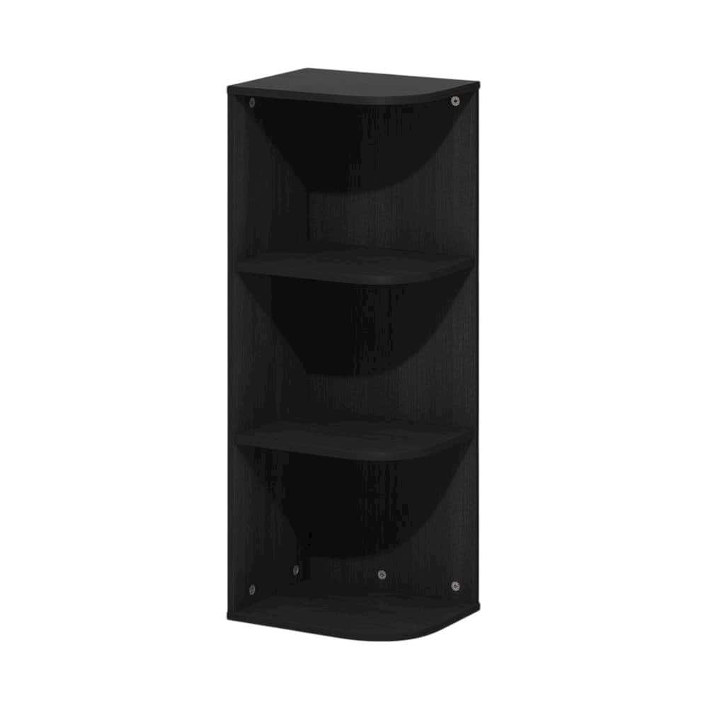 FurniFact - 3-Tier Corner Bookcase with Open Shelves for Space Efficiency - Blackwood