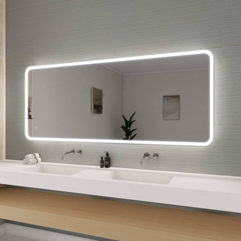 Alt View 10. Elegant Kitchen and Bath - 72 Inch Rectangle LED Front and Backlit Wall Mirror in Silver - Silver.