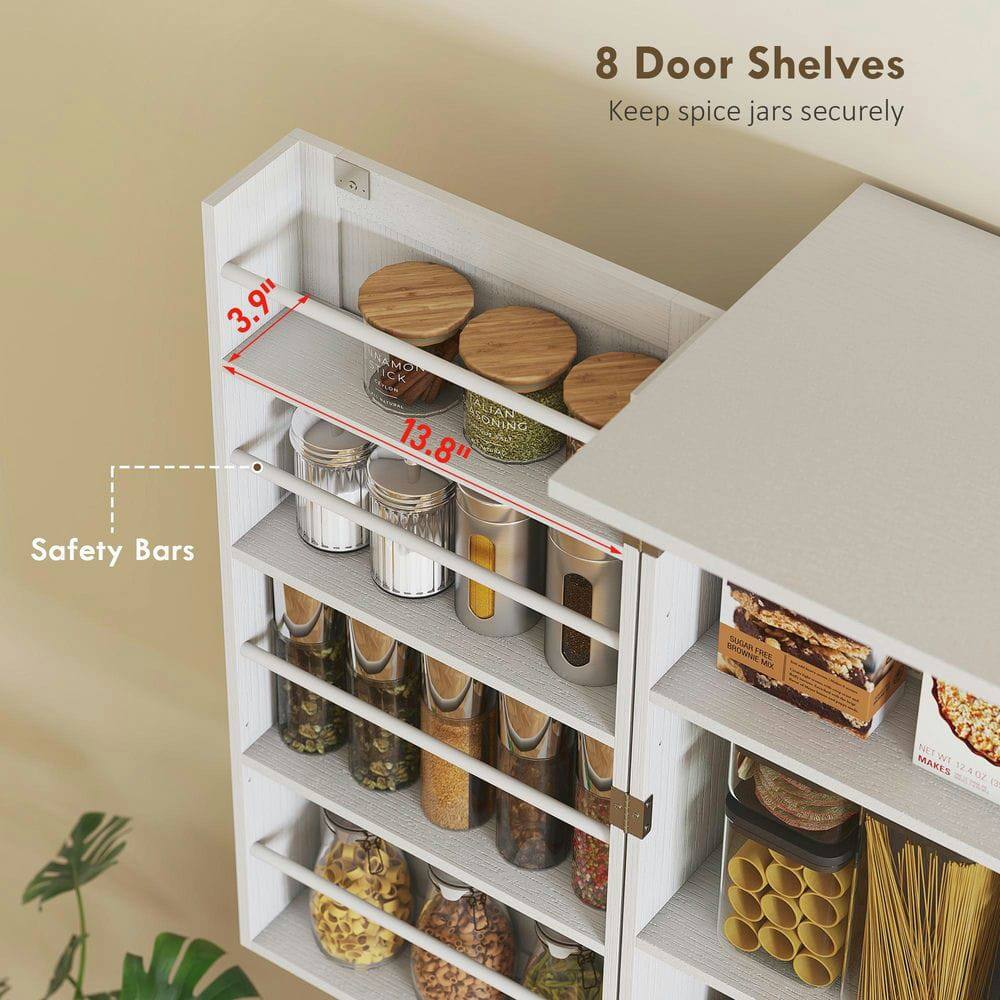 8 Door Shelves  
Keep spice jars securely  

Safety Bars  

3.9"  
13.8"