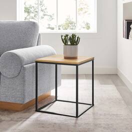 Zora Square Wood and Metal Side Table by Modway - Oak