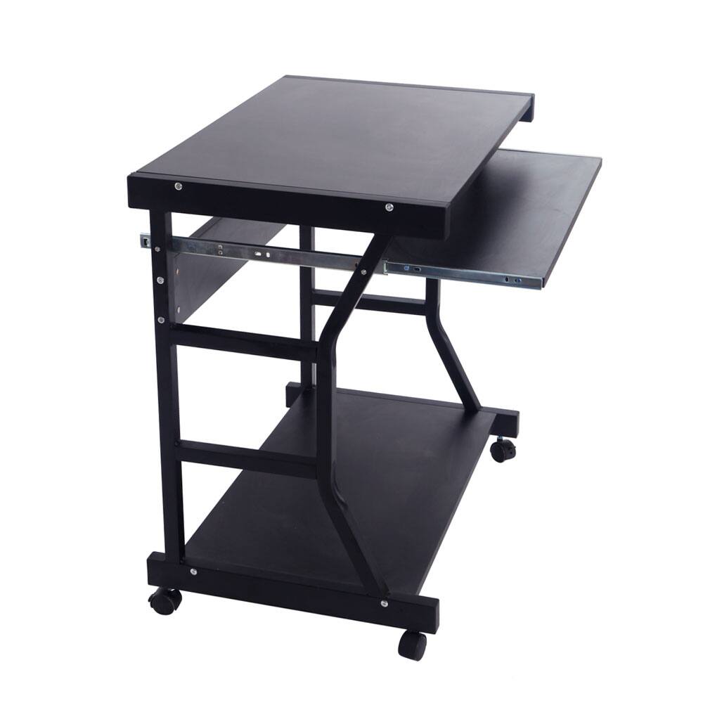 Alt View 2. Winado - Rolling Corner Computer Desk PC Laptop Tempered Glass Table Workstation for Home Office - Black.