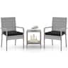 Costway - 3 PCS Patio Furniture Set with Seat Cushions & Tempered Glass Tabletop - Gray,Black