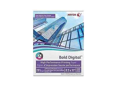 Bold Digital  
High Performance Printing Paper  
Papier d'impression haute performance  

28 g/m²  
8.5 x 11"  
500 sheets  

Whitest & Brightest  
Le plus blanc et le plus brillant  

Made in USA